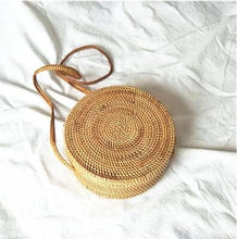 Load image into Gallery viewer, Woven Rattan Bag Round Straw Shoulder Bag Small Beach HandBags Women Summer Hollow Handmade Messenger Crossbody Bags