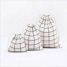 Load image into Gallery viewer, Cotton and Linen Lattice Beam Canvas Drawstring Bag Cosmetic Bag Travel Makeup Case Organizer Women Men Shoes Storage Pouch