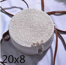 Load image into Gallery viewer, Woven Rattan Bag Round Straw Shoulder Bag Small Beach HandBags Women Summer Hollow Handmade Messenger Crossbody Bags