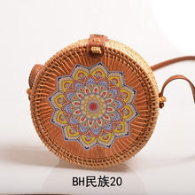 Load image into Gallery viewer, Woven Rattan Bag Round Straw Shoulder Bag Small Beach HandBags Women Summer Hollow Handmade Messenger Crossbody Bags