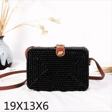 Load image into Gallery viewer, Woven Rattan Bag Round Straw Shoulder Bag Small Beach HandBags Women Summer Hollow Handmade Messenger Crossbody Bags